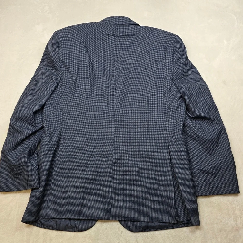JoS A Bank‎ Reserve Sport Coat Mens 44R Blue Houndstooth Silk Wool Blazer